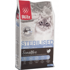 BLITZ Sensitive Turkey Adult Sterilised Cat All Breeds  БЛИЦ сухой корм для стерилизованных кошек с индейкой  ВЕСОВОЙ